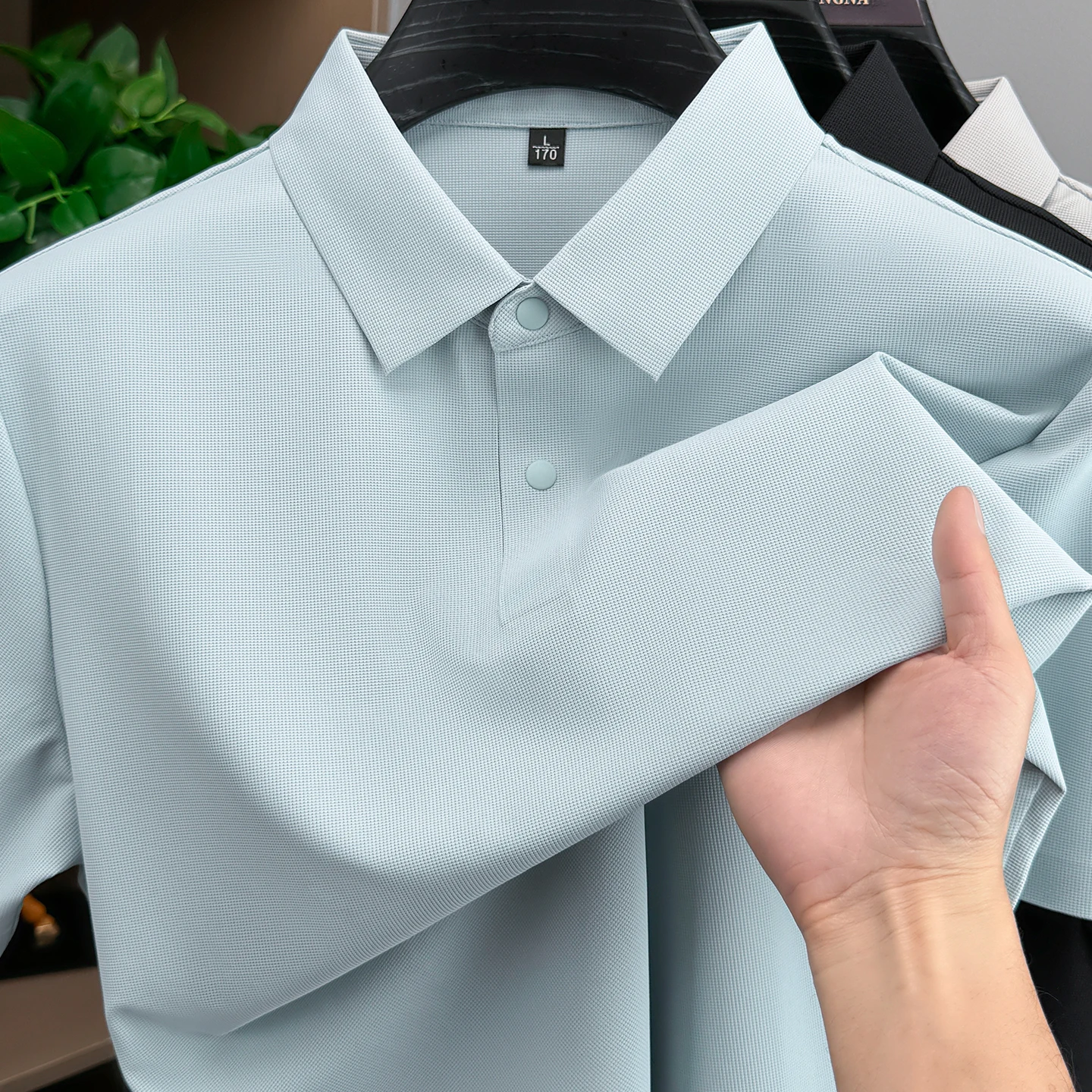 Light luxury men short sleeve polo shirt classic simple solid color high-end ice silk breathable summer casual business T-shirt