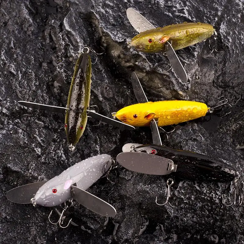 5pcs/set Fishing Lure Mouses Shape Swimbait Simulation Mouses Bait Series Bass Bait Drag Type Bait Fishing Crankbait Hard Bait