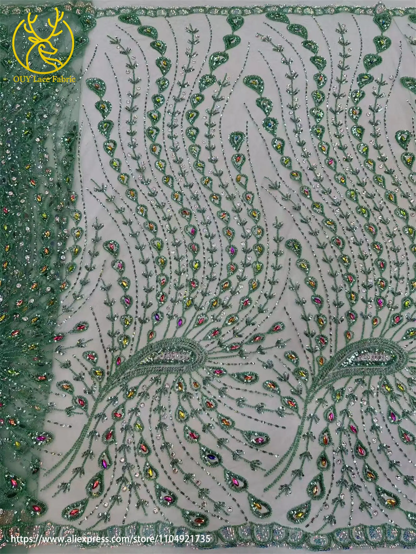 Teakrot Eleganter Afrikanischer Luxus-Spitzenstoff 2026 Luxuriöser Nigerianischer Französischer Perlen-Pailletten-Spitzenstoff für Hochzeitskleider – Detail 15