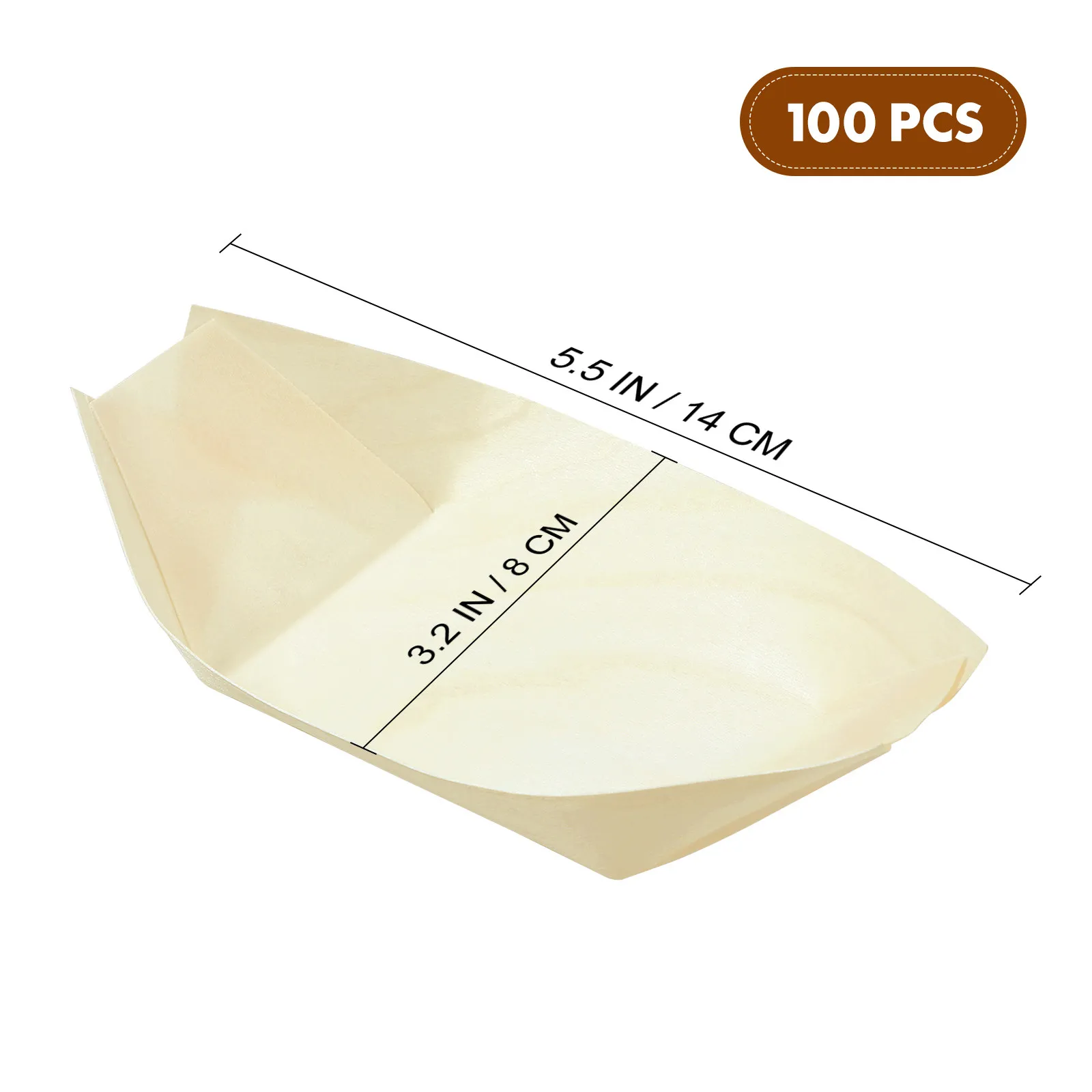 100Pcs Eco Friendly Bamboo Sushi Boat Trays Stackable Food Containers Boat Shaped Disposable Serving Plates for Catering