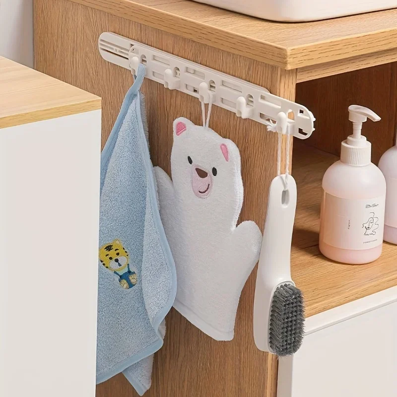 

Retractable Hook Self Multi Purpose Sliding Rail Utensil Mounted Organizer for Kitchen Bathroom Laundry Room Bathroom stuff