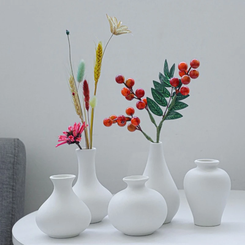 Five Piece Mini Vase Set for Home Living Room Desktop Ins Decoration Light Luxury and Simple Flower Arrangement Vase Supplies