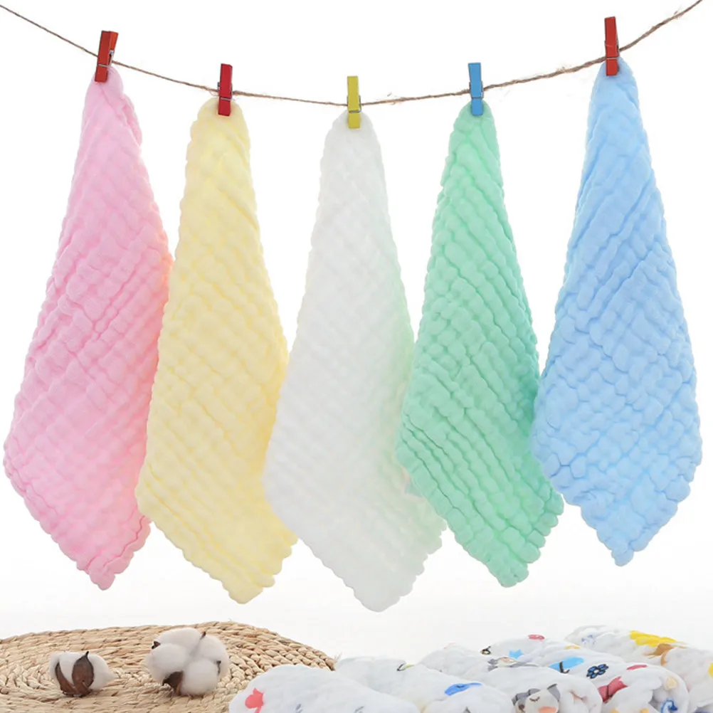 

Набор из 5 хлопковых полотенец для младенцев: впитывающие, мягкие, для лица, для рук, для вытирания слюней – незаменимые товары для новорожденных