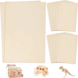 14pcs Blank Basswood Sheets, Thin Rectangle Wood Board Pieces, Plywood Sheets for Crafts, 2 Sizes