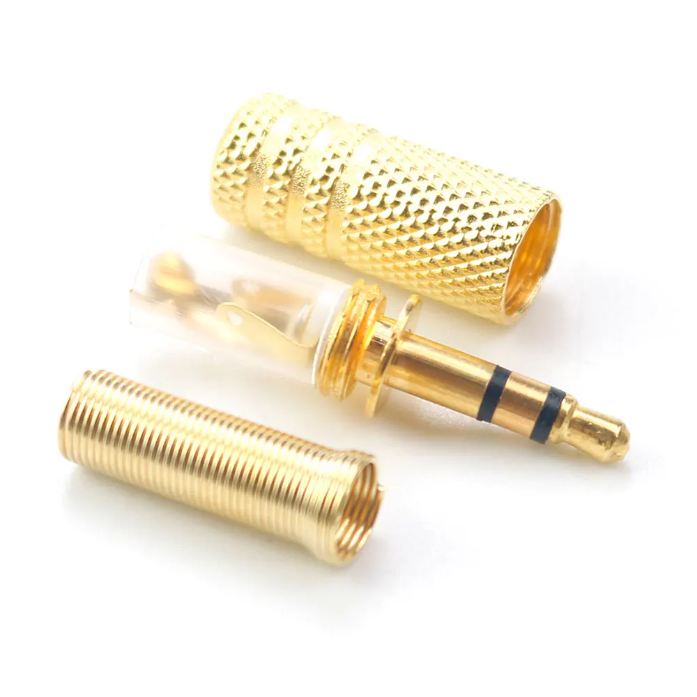 1pcs 3 Poles 3.5mm jack Plug Connector Stereo Metal 3.5 Plug & Jack Adapter With Spring Solder Wire Terminals