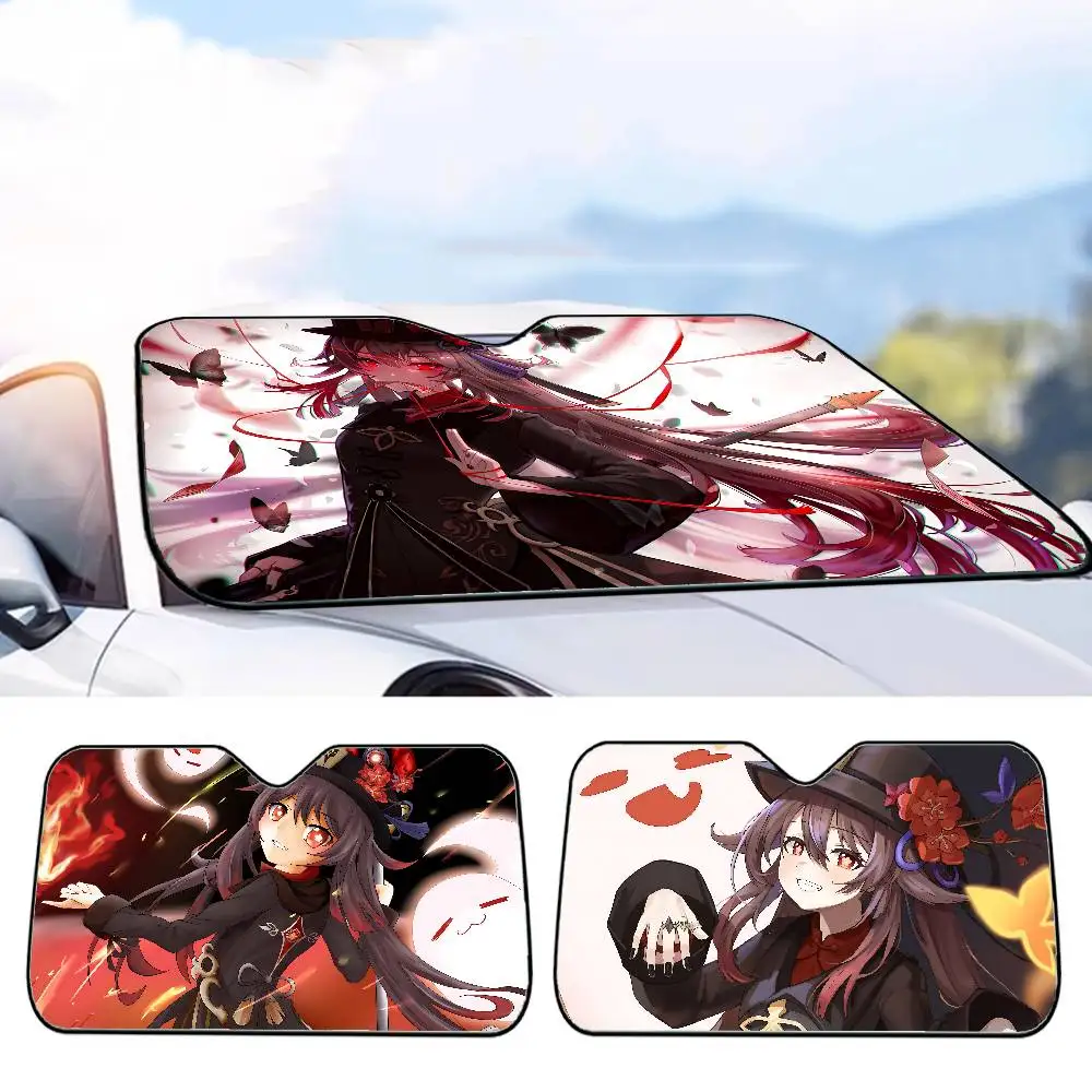 

Genshin Impact Hu-Tao Car SunShade Car Window Sunshade Sunblock Front Windshield Hood Interior Front Baffle Double Sunshade