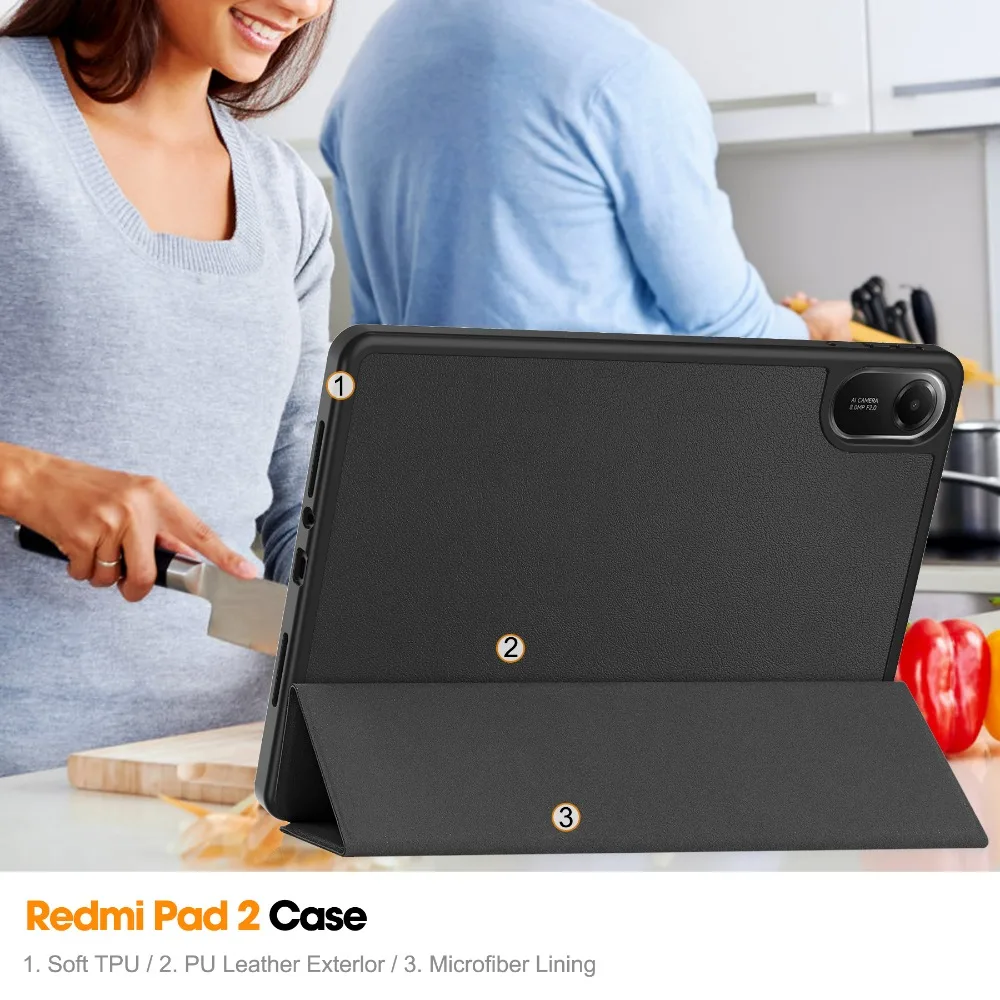 

For Redmi Pad 2 case Tri-Folding Stand Smart Tablet Cover For Coque Xiaomi Redmi Pad 2 2025 Case 11 inch Pencil Holder Funda
