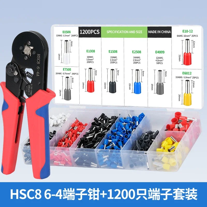 

Crimping Pliers & Ferrule Terminals Set Tube Bootlace VE&TE Terminals Kit Hand Tools Electrician Crimper HSC8 6-4A