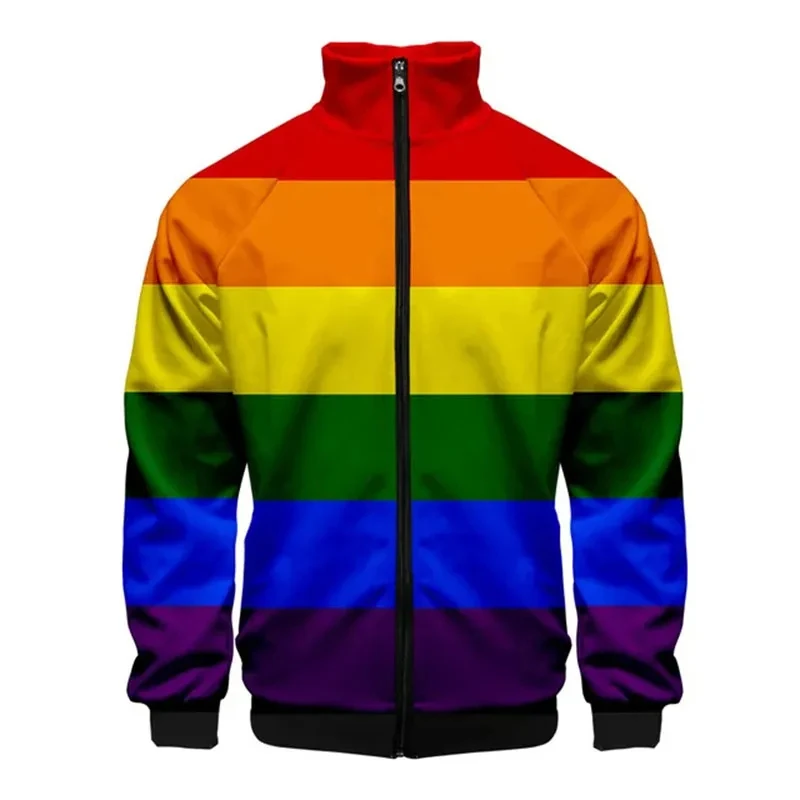 3D Printed Free LGBT Flag Graphic Zipper Jacket Long Sleeve Men Women Coats Jackets Clothes Male Casual Hoodies Streetwear