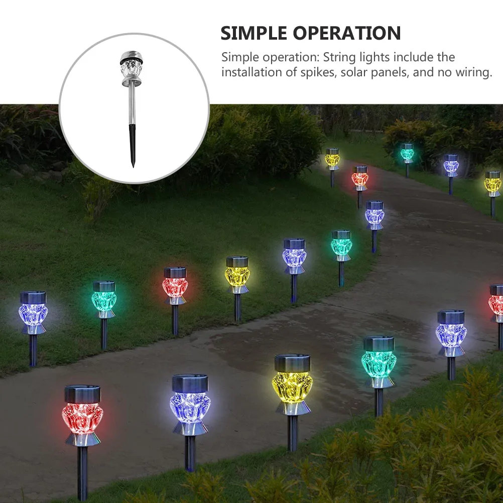 

Солнечная уличная светодиодная лампа для дорожки, водонепроницаемое садовое освещение, сцена, ночной вид, яркая солнечная энергия из нержавеющей стали