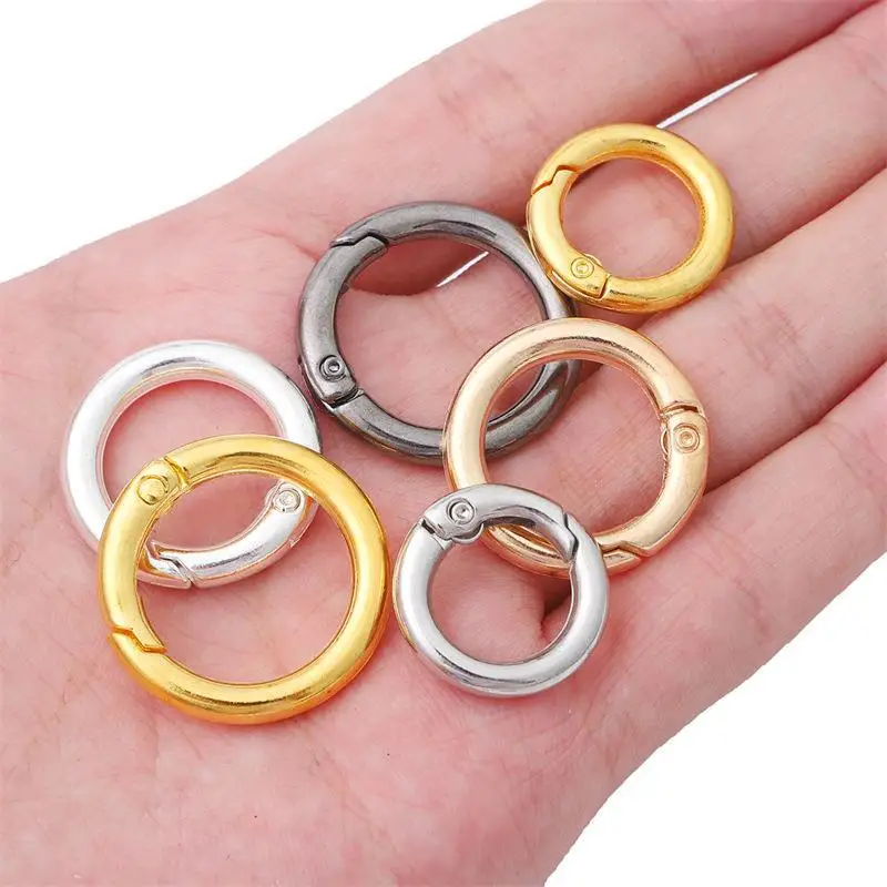 5pcs Spring Clasp Keychain Ring KC Color Openable Round Carabiner Hook Buckle for DIY Jewelry Making Supplies Items