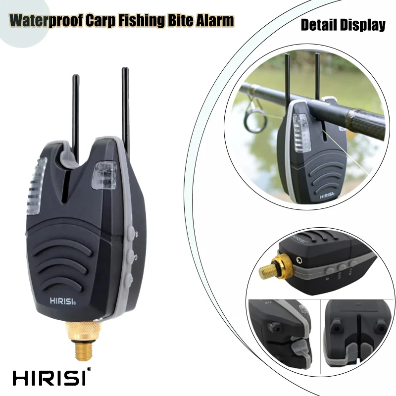 HIRISI – alarme de morsure de pêche à la carpe, étanche, professionnelle, 1 pièce, avec barre d'accroc et bande LED roulante, indicateur de morsure de poisson, alarme à Induction