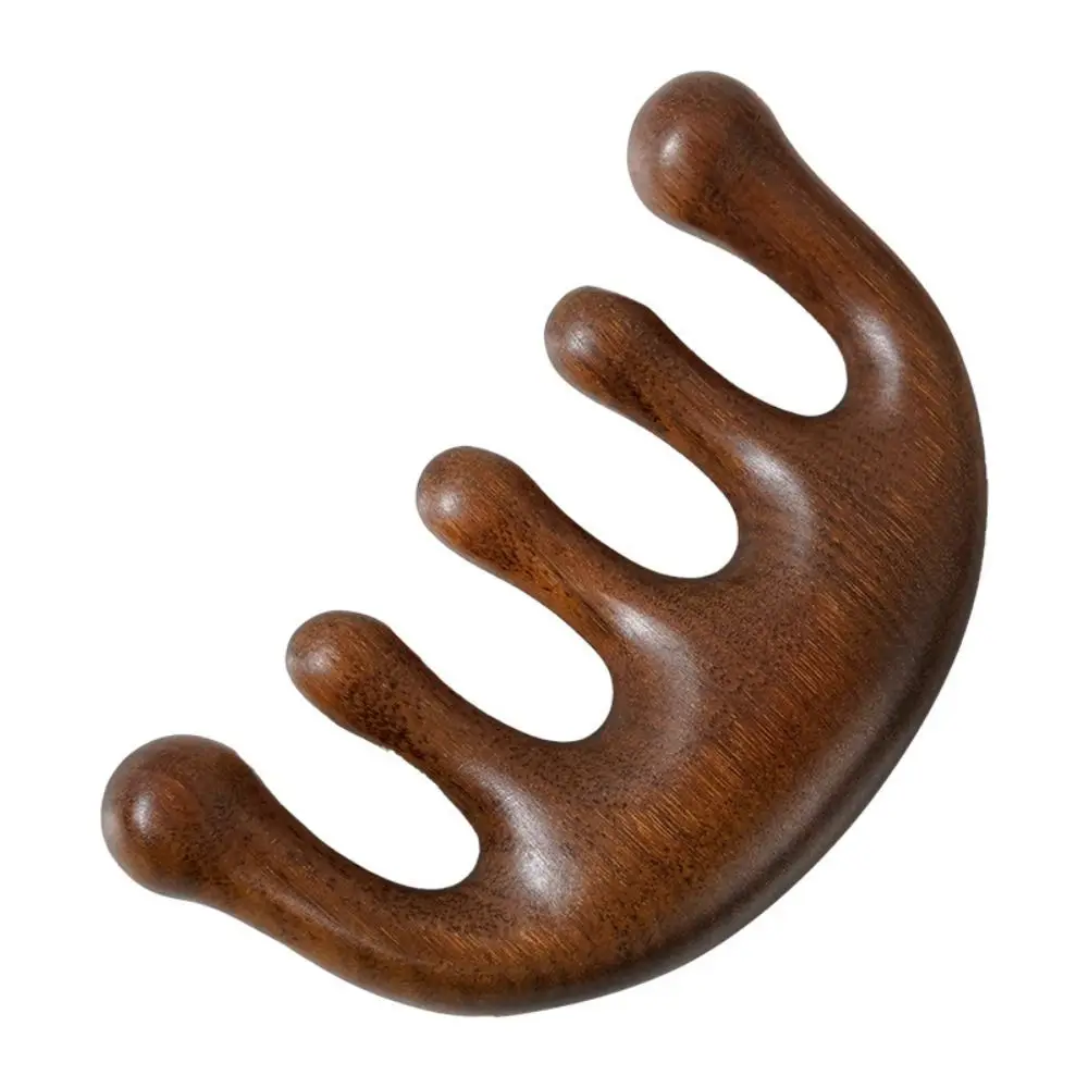 Meridian Scrapping Sandalwood Massage Comb Wooden Anti-static Wide Teeth Hair Comb Stimulation Reflexology Relaxation