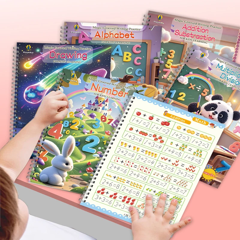 كتاب التعلم القابل لإعادة الاستخدام باللغة الإنجليزية ثلاثية الأبعاد الخط الأبجدية كتاب الرسم ممارسة أرقام الكتب التعليم للأطفال