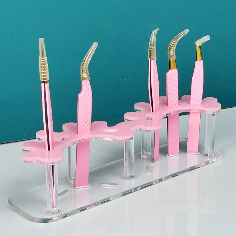 Eyelash Tweezers Storage Holder Stand 8 Holes Convenient Tweezers Stand Shelf Hold Lash Extension  Acrylic Tweezer Stand Holder