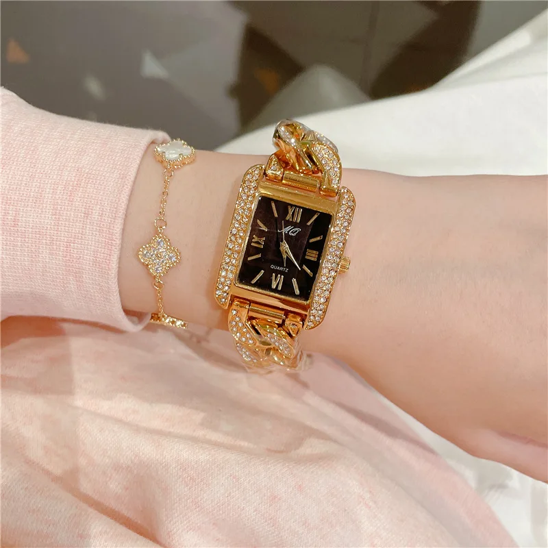 Ladies' Gold Quartz Bracelet Watch with Rhinestones description 10