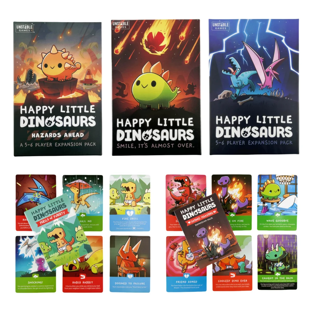 Happy Little Dinosaurs English Unicorn Chess and Card Strategy Hazards Board Game Cards