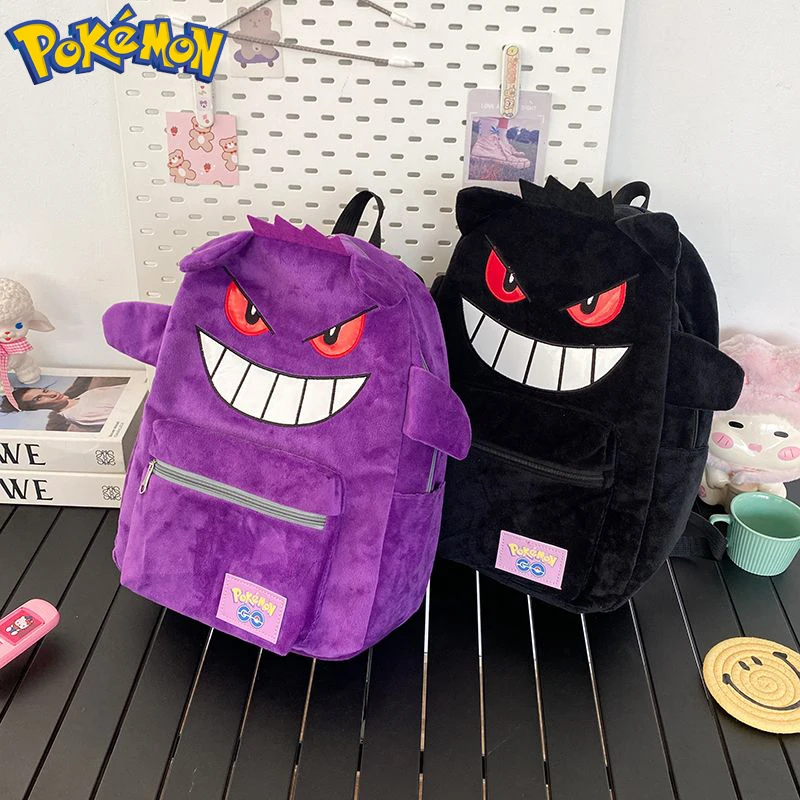 

Pokemon Anime Gengar Plush Backpack Children Cute Backpack Large Capacity Student New School Bag Outdoor Zipper Travel Bag Gift