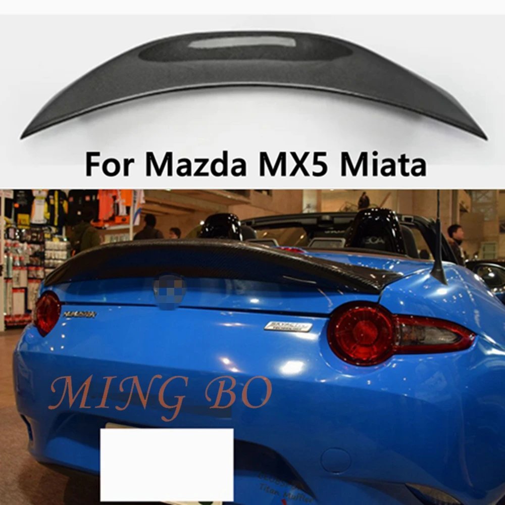 For Mazda MX5 Miata ND RF LMS Style Confiber Fiber Glass Unpainted Duckbill Spoiler Trunk Wing Lip Racing AccessoriTrim