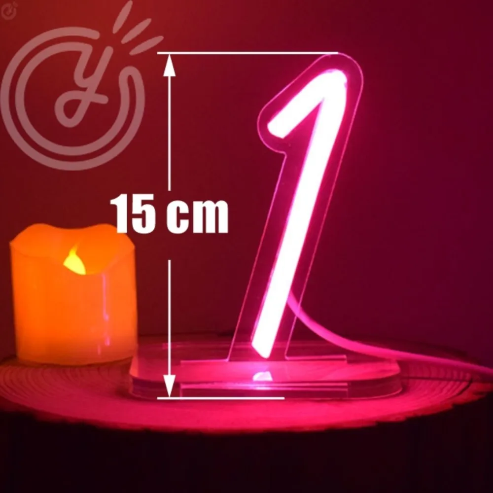 0-9 number Night Light Neon signs For Room Bedroom Home Cafe Birthday Anniversary Party Decorative Table Desk Light Lamps