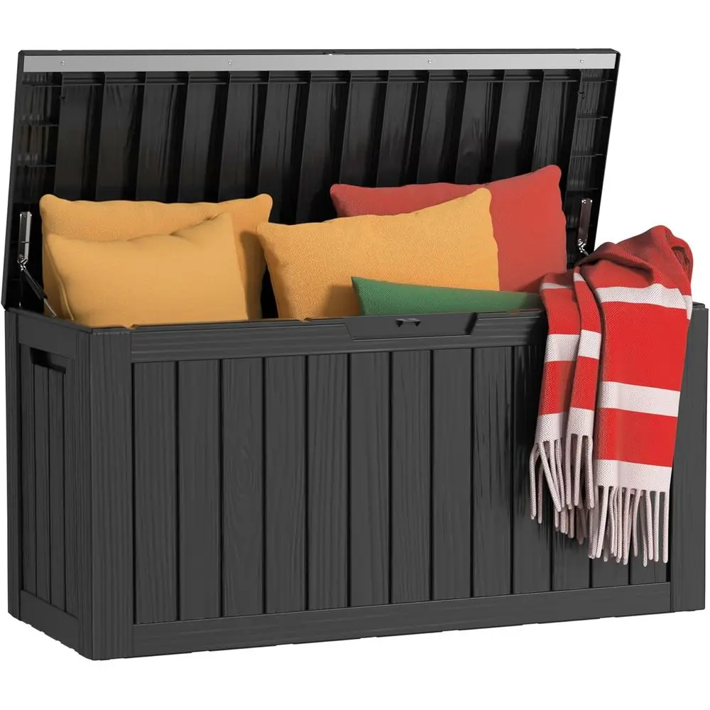 

UV Resistant 90 Gallon Deck Box with Hydraulic Rod for Outdoor Storage and Reinforced Stability