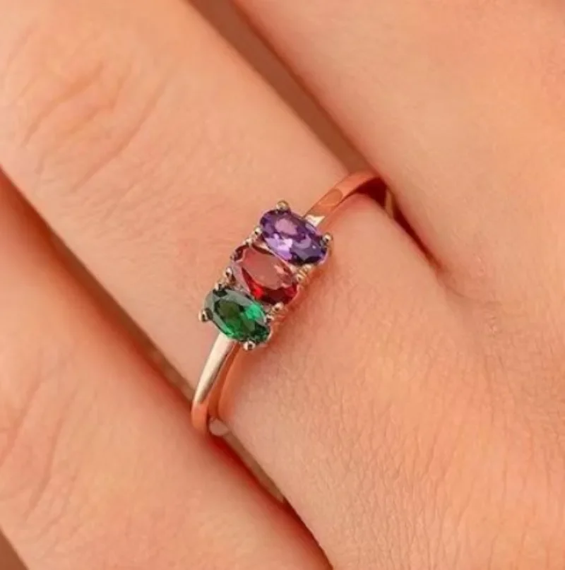 New women's accessories, copper inlaid with zircon, fresh and sweet multi-color rings.