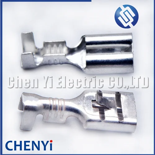 Imagen 2 del producto 50 terminales de latón estañado serie 6.3 para cable automotriz, conectores de fusibles, pines sueltos para crimpado, terminales hembra