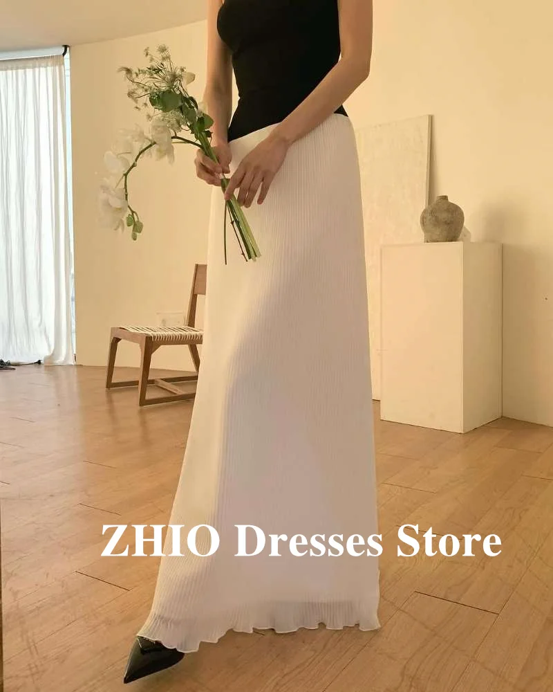 ZHIO Kontrastfarbe Schwarz-Weiß-Abendkleider für Hochzeit, Party, eine Schulter, formeller Anlass, Korea, Fotoshooting, individuell