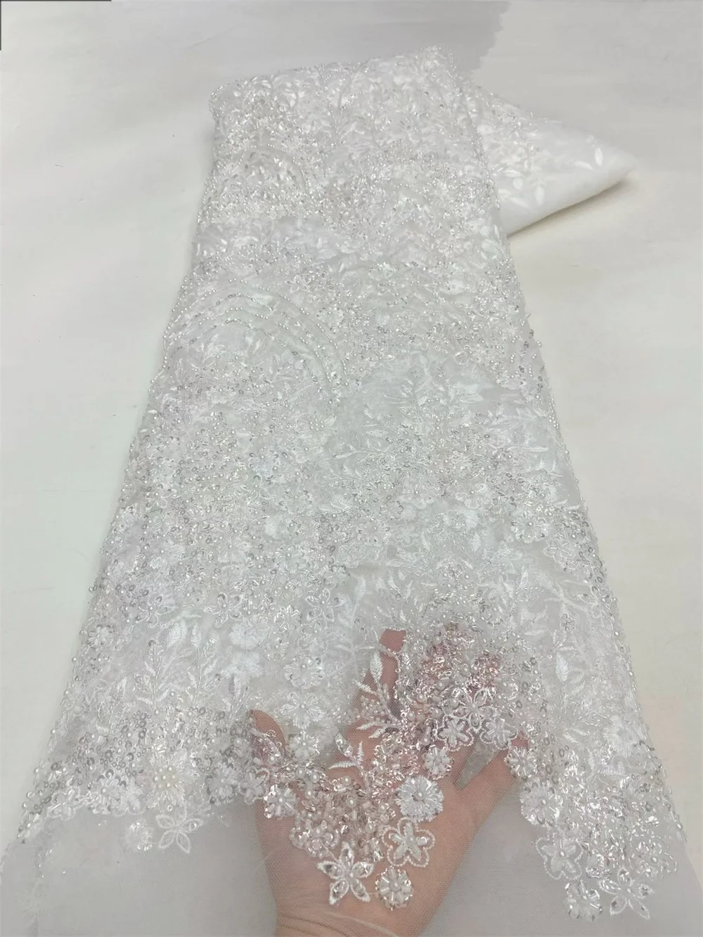 Luxus Apex Blau Spitze Stoff Hohe Qualität 2025, Afrikanische Spitze Stoff Perlen Französisch Nigerian Pailletten Spitze Stoffe Für Nähen H59-1