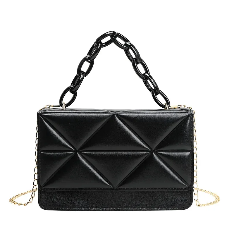 

New diamond grid shoulder bag, simple and atmospheric crossbody bag, embossed chain small square bag