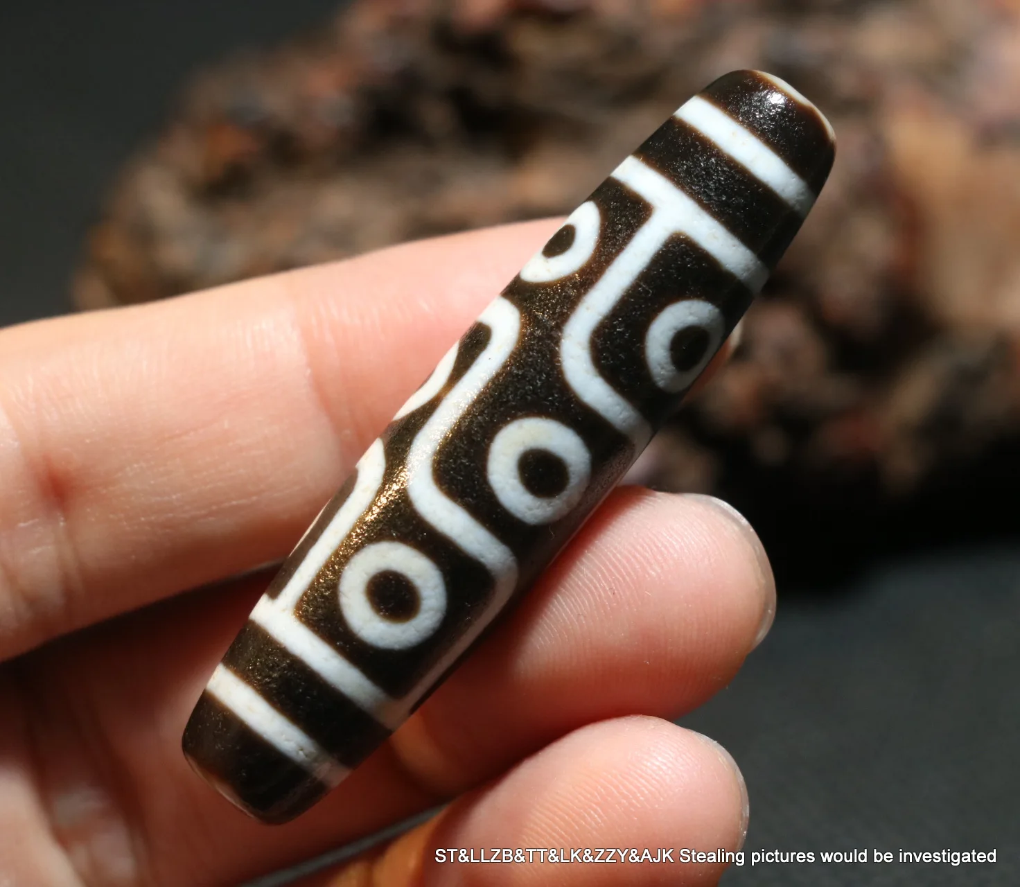 

Treasure Magic LKbrother Top Quality Treasure Magic Power Tibetan Old Agate 9 Eye Kingdom Symbol dZi Bead Pendant 4A