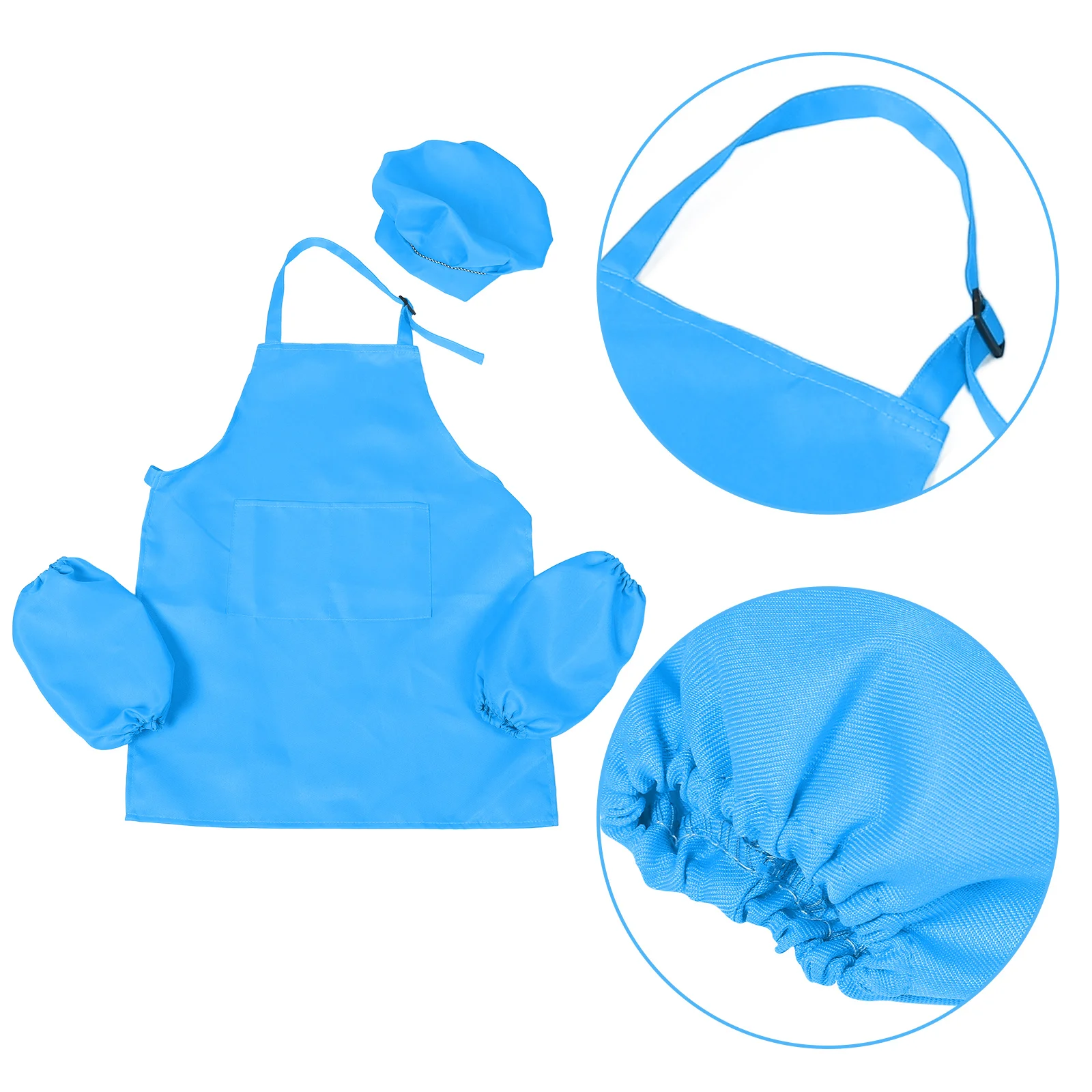 

Child Apron Children's Sleeve Hat Baking Aprons Sky-blue Polyester for Painting Baby