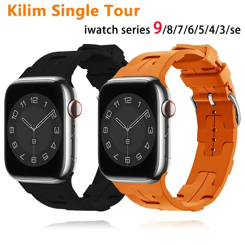 Hermes silicone Strap For Apple Watch Band 49mm 45mm 44mm 41mm 40mm 42mm Bracelet Wristband iWatch Ultra 8 7 SE 6 5 4 3 Correa