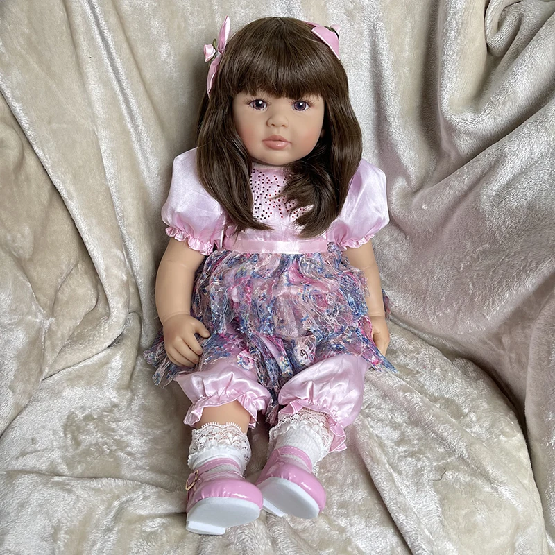 60cm Brown Eyes Long Hair Cute Baby Girl Princess Doll Toy Kids Christmas Birthday Gift