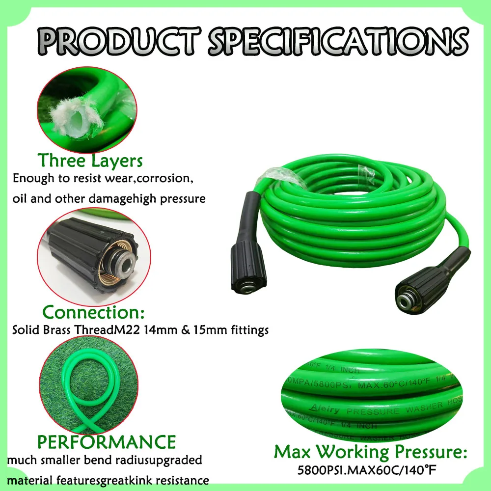 High-pressure cleaning hose pipeline sewage dredging car washing hose for some of Sterwins/Daewoo and extension hose M22-14&15mm