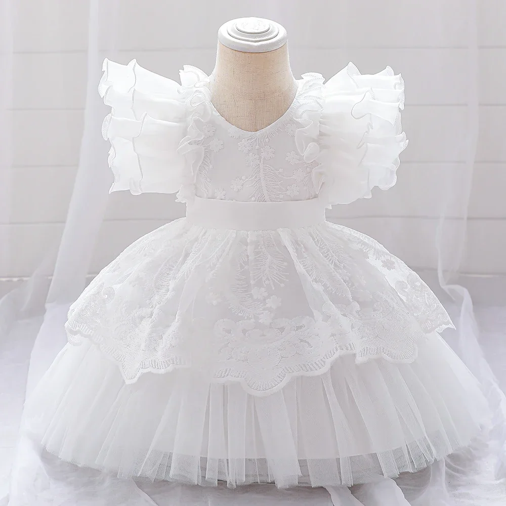 

0-2Y Puffed Tulle Dress Baby Girl Birthday Girl's Dress Newborn Christening Dress Baby Girl Christening Princess Party Dresses