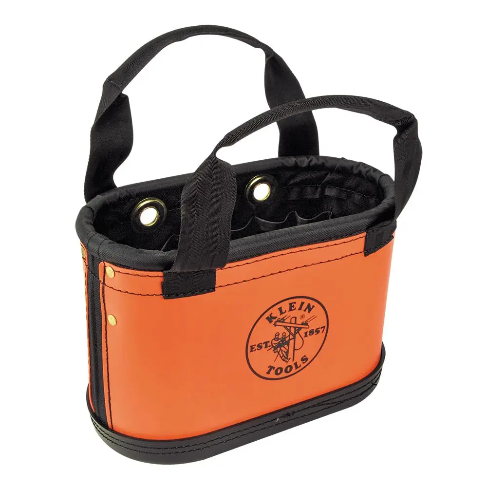 

5144Hbs Hard-Body Bucket, Oval Tool Bucket Organizer With Knife Sheath And 14 Other Pockets, Orange/Black