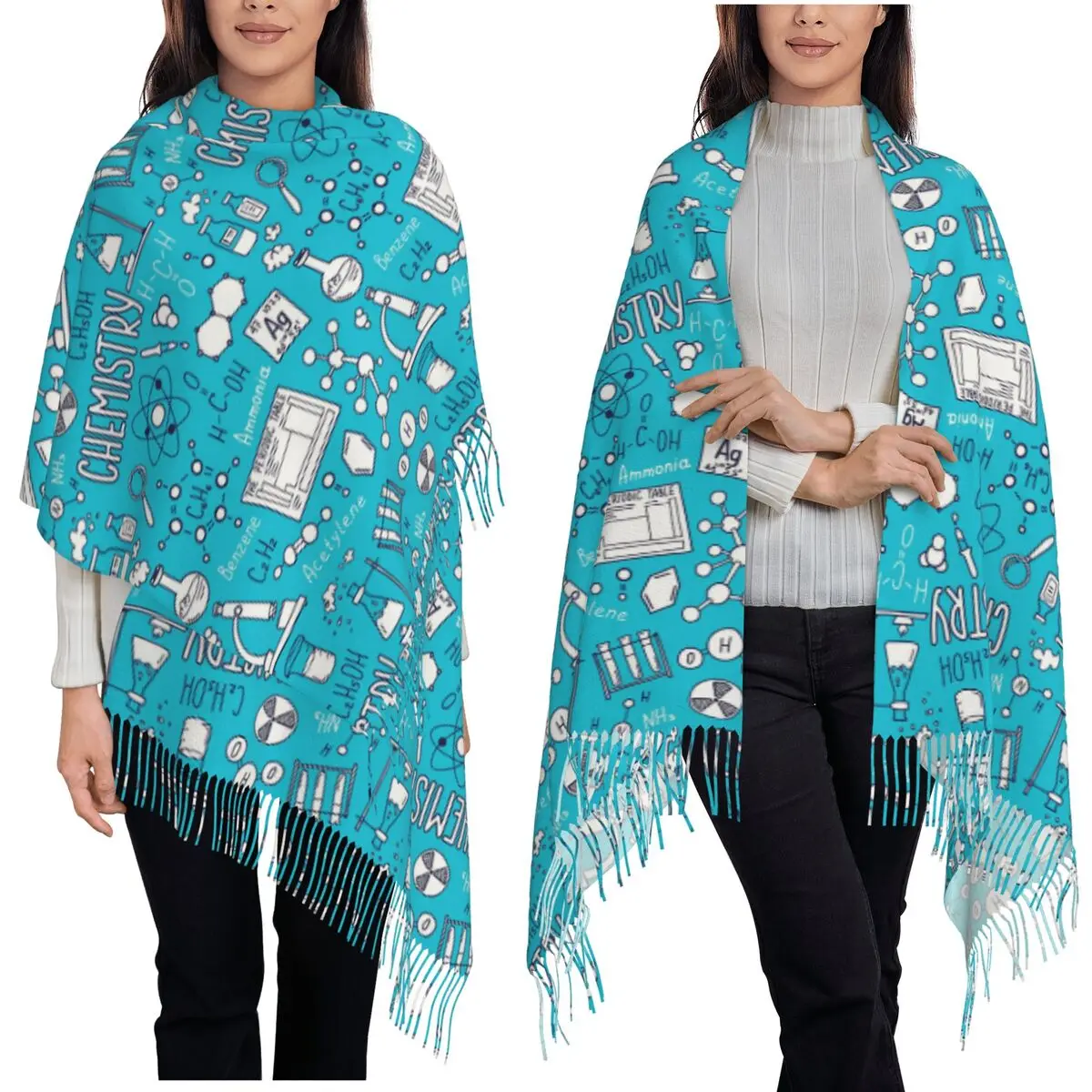 

Химия, химическая лаборатория, наука, биология, шарф, шарфы с кисточками для женщин, мягкие теплые шали и накидки, большая осенне-зимняя шаль