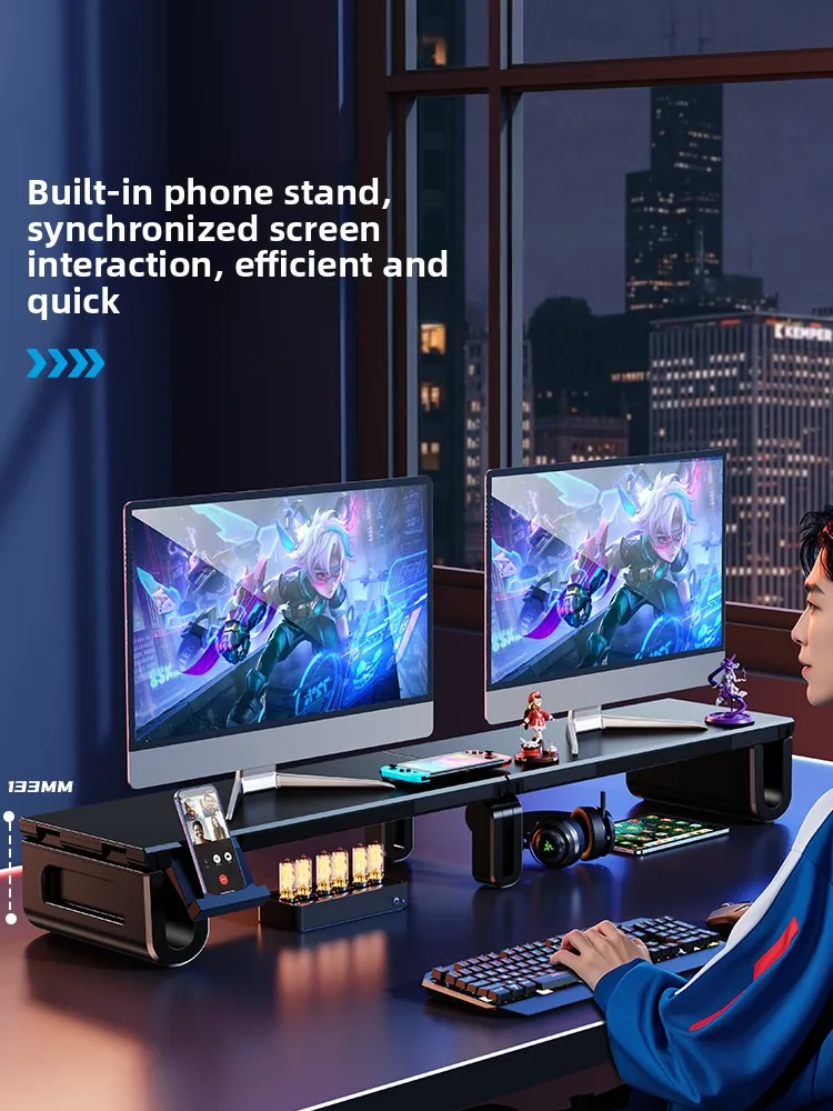 

Dual Screen Display Elevation Stand Desktop Cuter Monitor Office Workstation Notebook Desktop Base Extended Storage