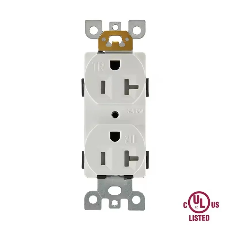 CHYT 15/20A 125V Decorator Duplex Receptacle Outlet Wall Socket Plug,Tamper-Resistant Self-Grounding Clip with Plate,UL Listed