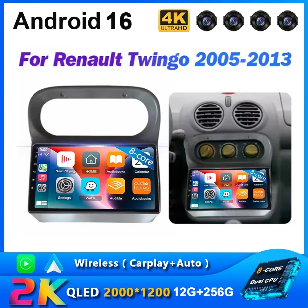 Für Renault Twingo 2005 - 2013 Android 16 Autoradio Multimedia-Videoplayer Carplay Auto WIFI+4G GPS Autoradio Stereo-Haupteinheit