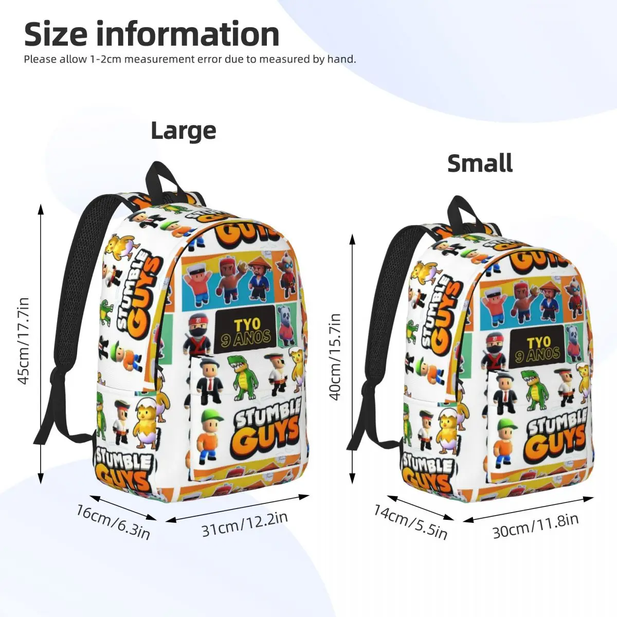 Stumble Guys Game for Teens Student School Bookbag Cartoon Canvas Daypack Elementary High College Travel