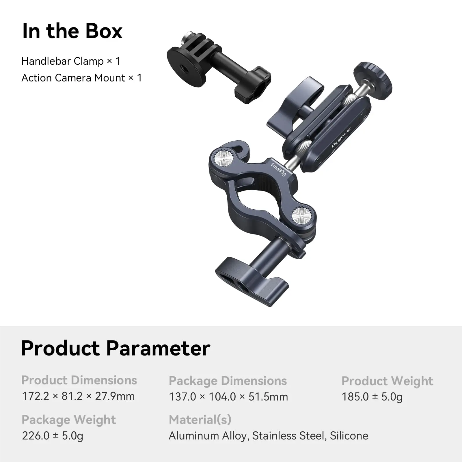 Smallrig Stuur Montageklem Voor Gopro Motorfiets Action Camera 'S Voor Dji Voor Insta 360 Max Belasting 0.5Kg Met 1/4 "-20 -4191