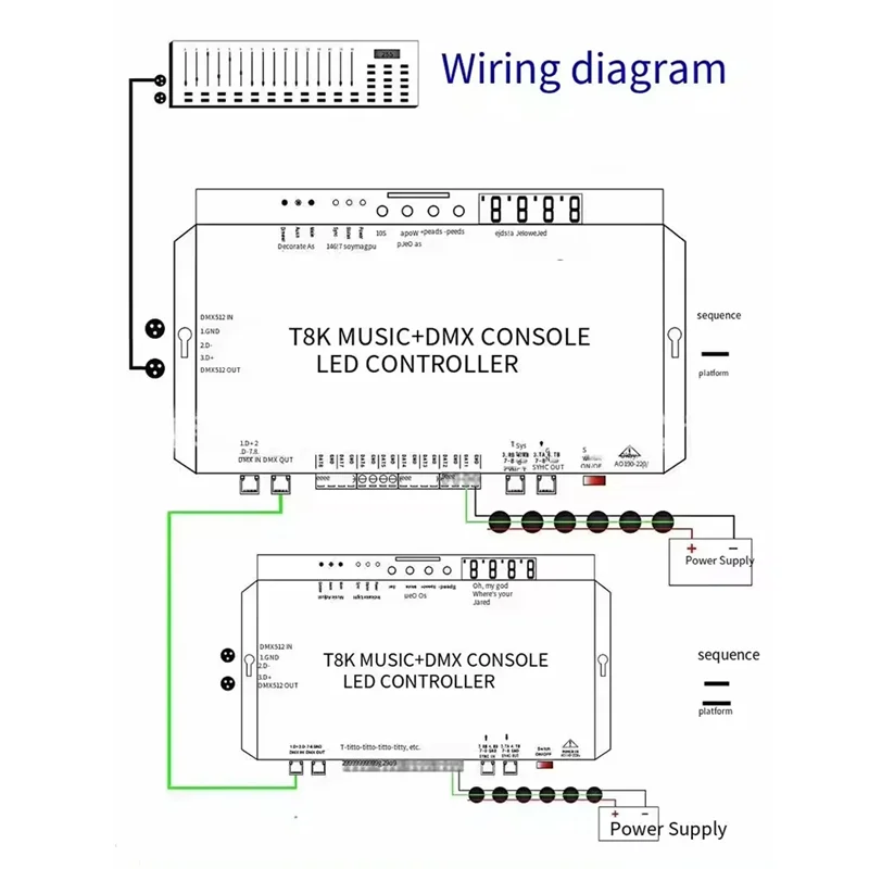 RISE-WS2811 WS2815 ل RGBIC SPI-TTL Led قطاع ضوء وحدة تحكم T8K الموسيقى + DMX وحدة التحكم 8 قنوات ميناء مع هيئة التصنيع العسكري في