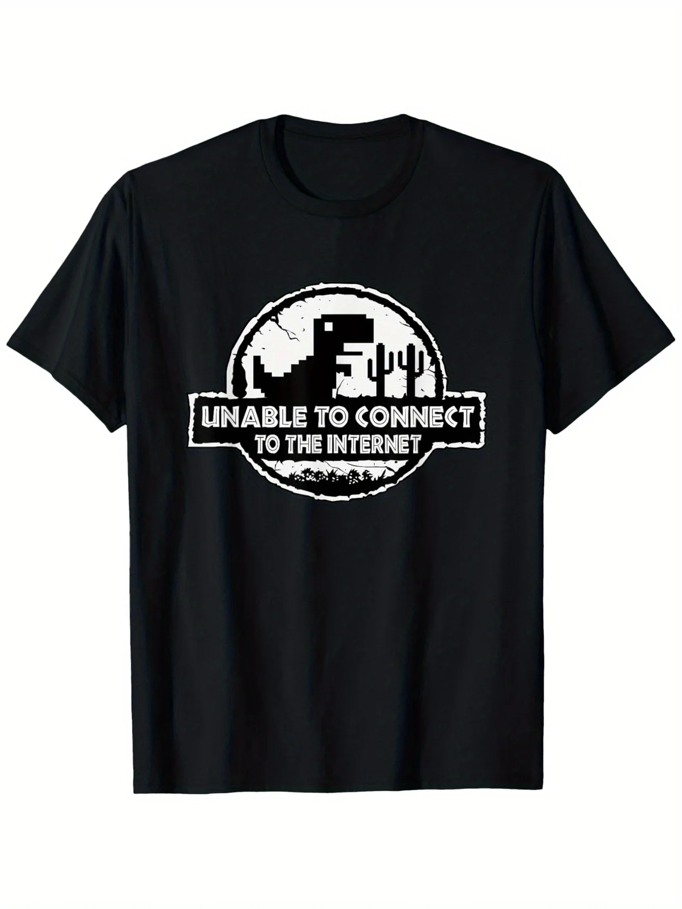 

Men's "Dinosaur Chrome Game" T-Shirt - 100% Cotton, Casual Loose Fit, Short Sleeve, Round Neck - Perfect Christmas Gift