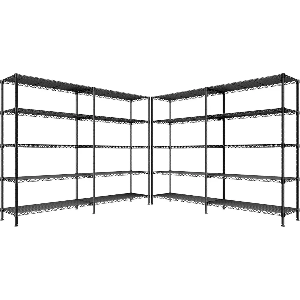 61.2'' W Storage Shelves 5 Tier Wire Shelving Rack Adjustable Metal Shelving Unit Heavy Duty Steel Shelving for Storage R