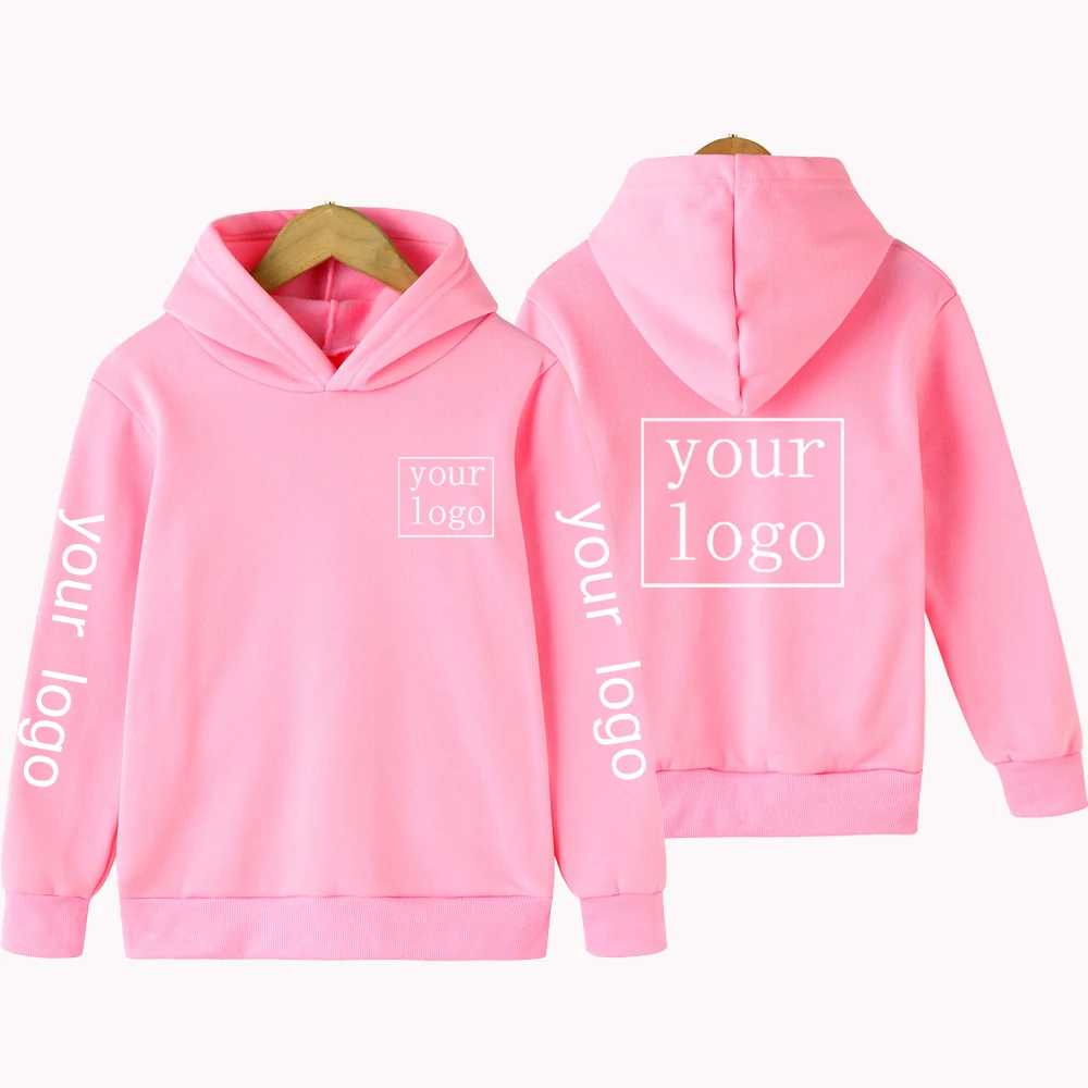 Sudaderas con capucha personalizadas para niño y niña, ropa informal de manga larga con estampado de texto e imagen de logotipo, Tops de moda