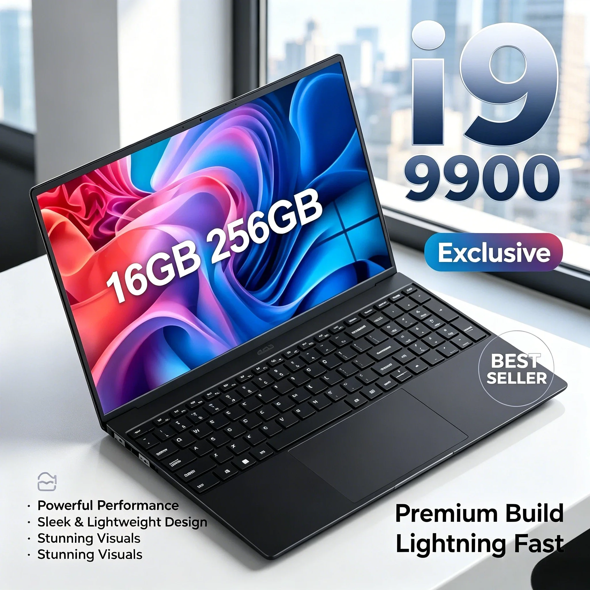 

2026 15.6 Inch Ultra Slim Laptop Windows 11 Intel Core i9 9900 32GB RAM 2TB SSD 1920x1080 HD Gaming Gamer Office Pro Max