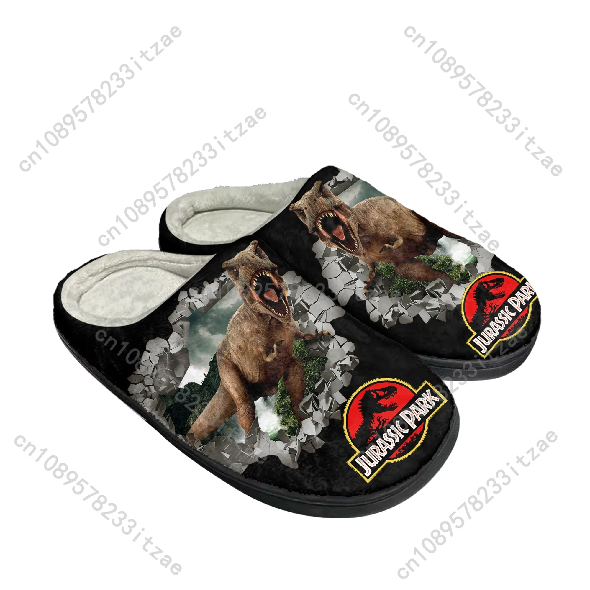 Dinosaur World Anime Jurassic Park Home Cotton Custom Slippers Mens Womens Teenager Plush Casual Keep Warm Shoes Thermal Slipper