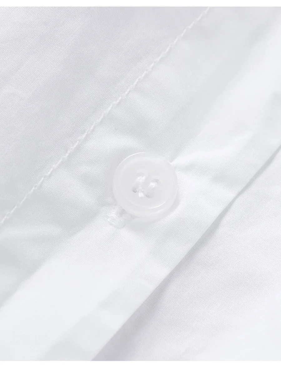 Pure White 100% Cotton Seven-Thirds Sleeve Shirt - An Elegant and Breathable Cotton Shirt with Seven-Thirds Sleeves for a Unique